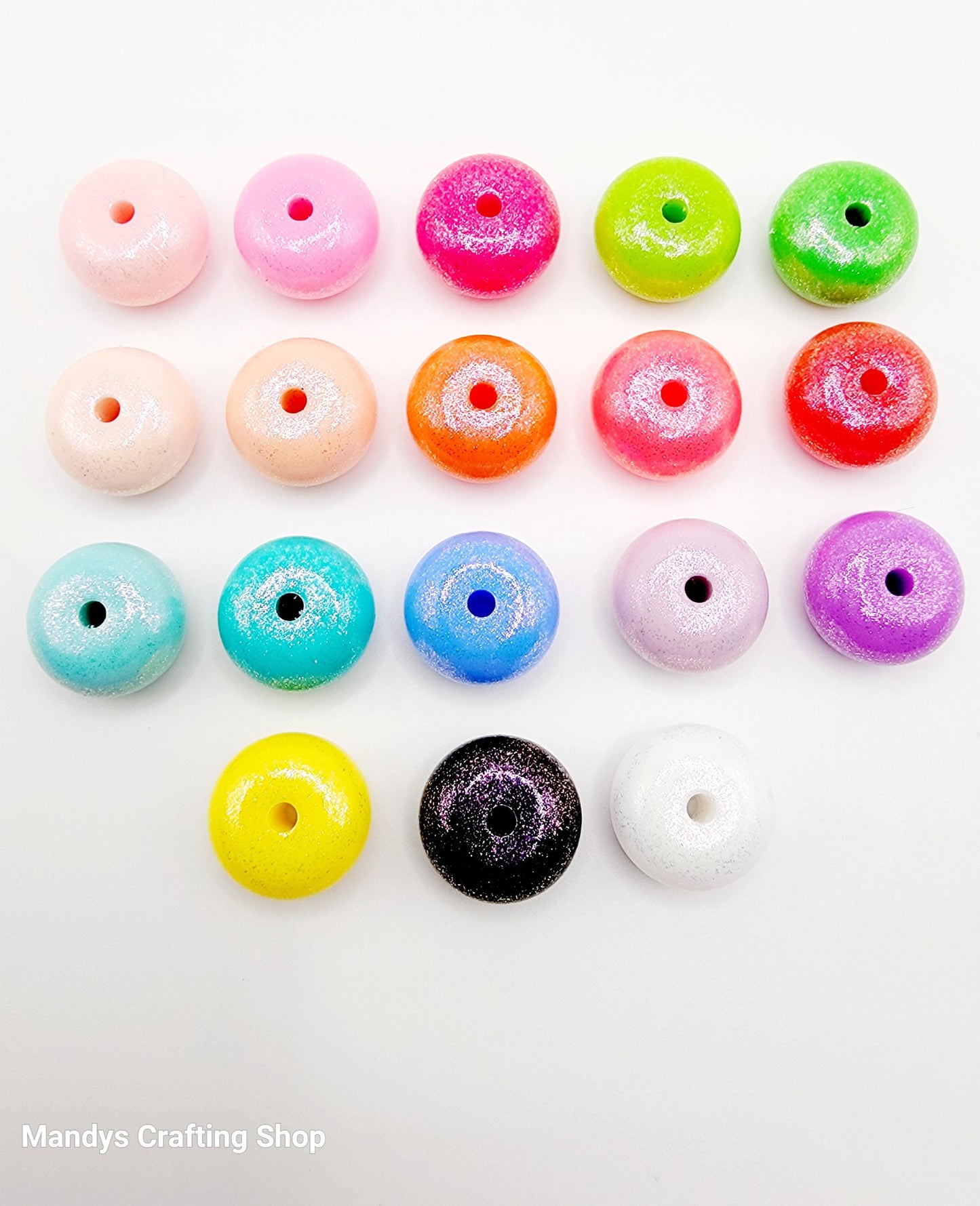 Light Orange Opal Shimmer Abacus Silicone Beads – 14mm (Set of 10)