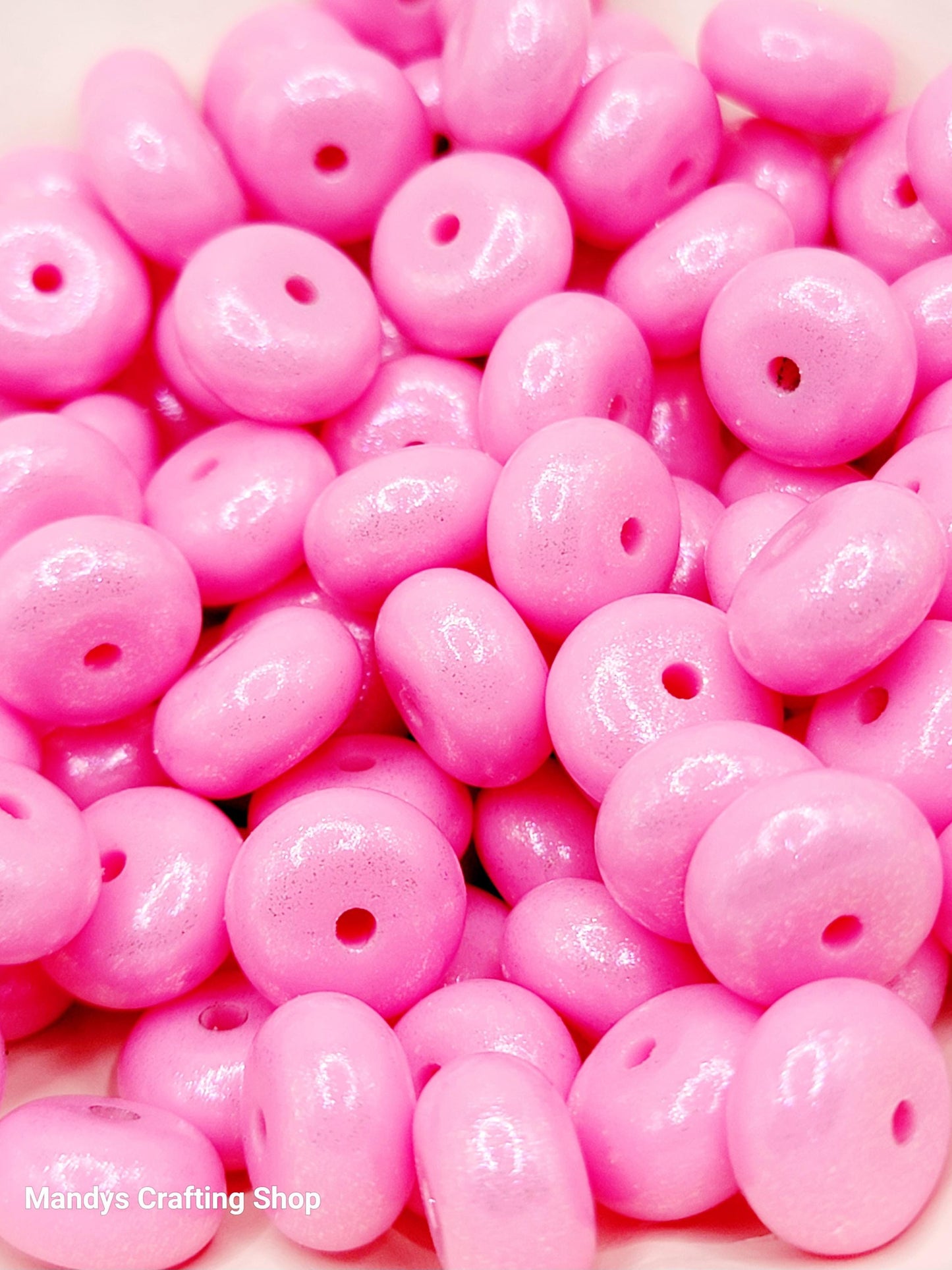 Pink Opal Shimmer Abacus Silicone Beads – 14mm (Set of 10)