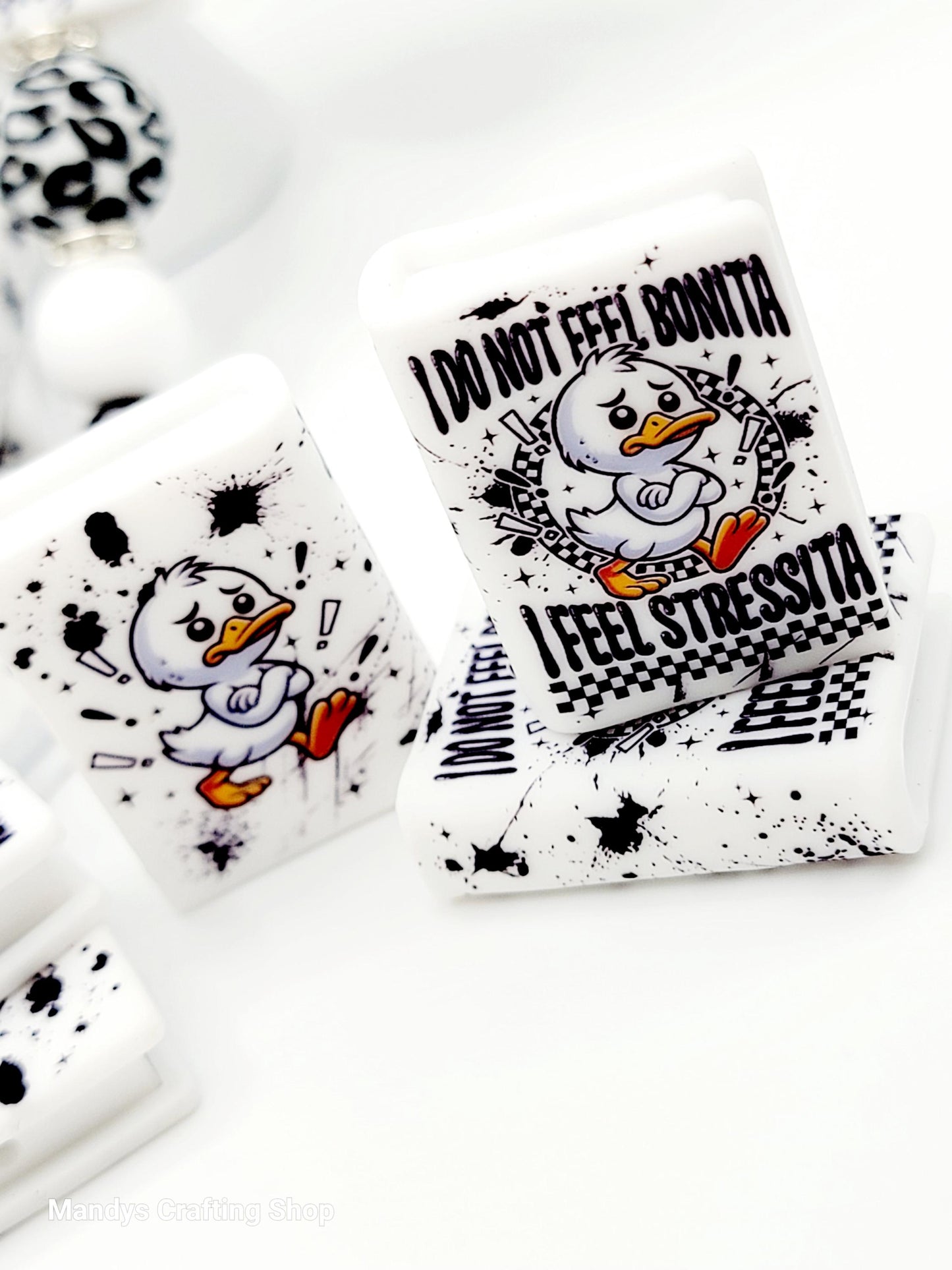 Stressita Duck Book Silicone Focal Bead – Funny Duck Journal Pen Bead (Set of 1 or 2)