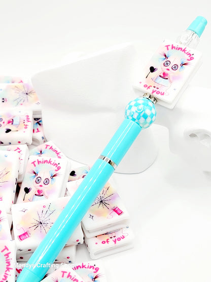 Thinking of You Voodoo Doll Book Silicone Focal Bead – Best Friend Journal Pen Bead (Set of 1 or 2)