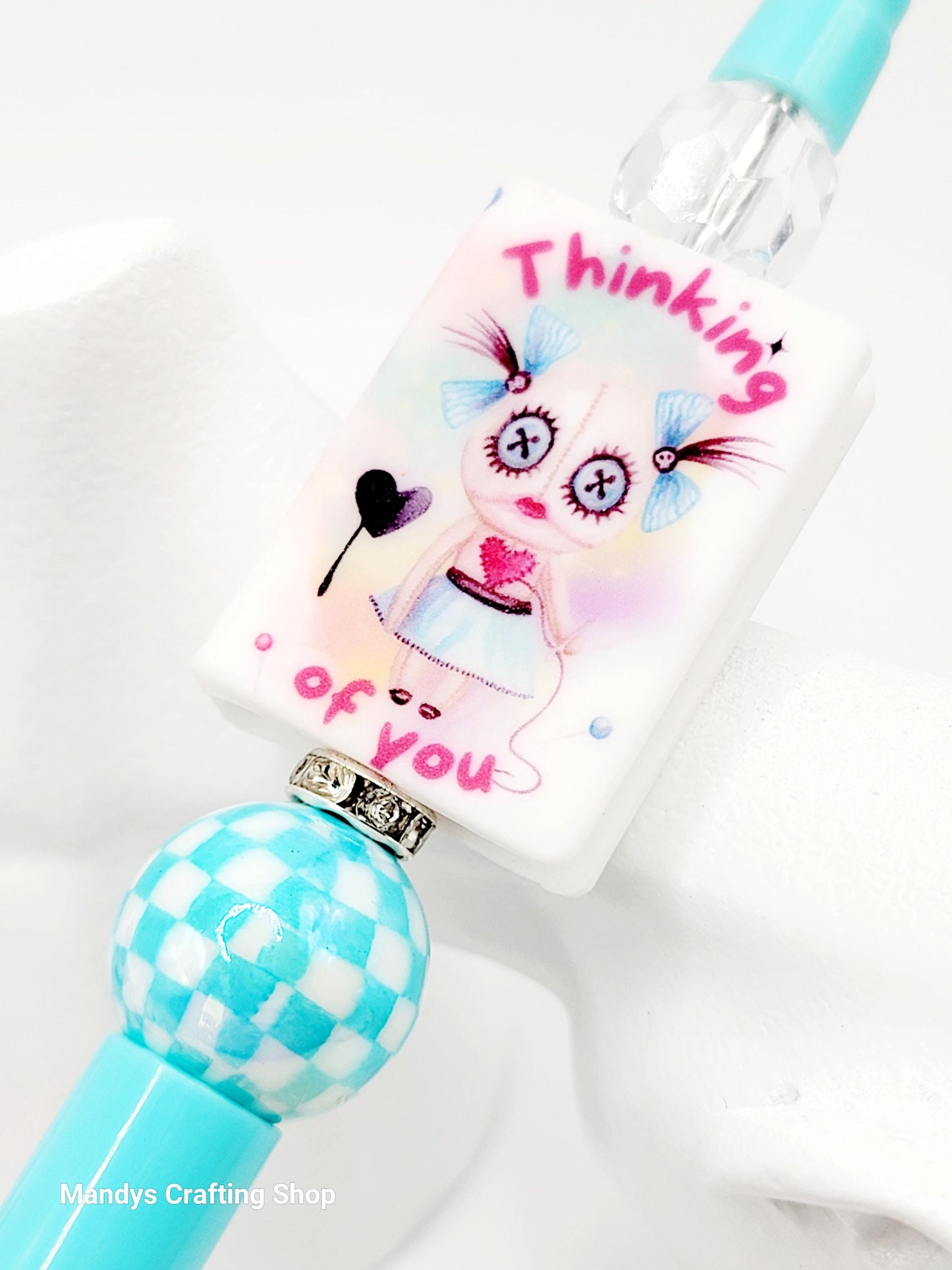 Thinking of You Voodoo Doll Book Silicone Focal Bead – Best Friend Journal Pen Bead (Set of 1 or 2)