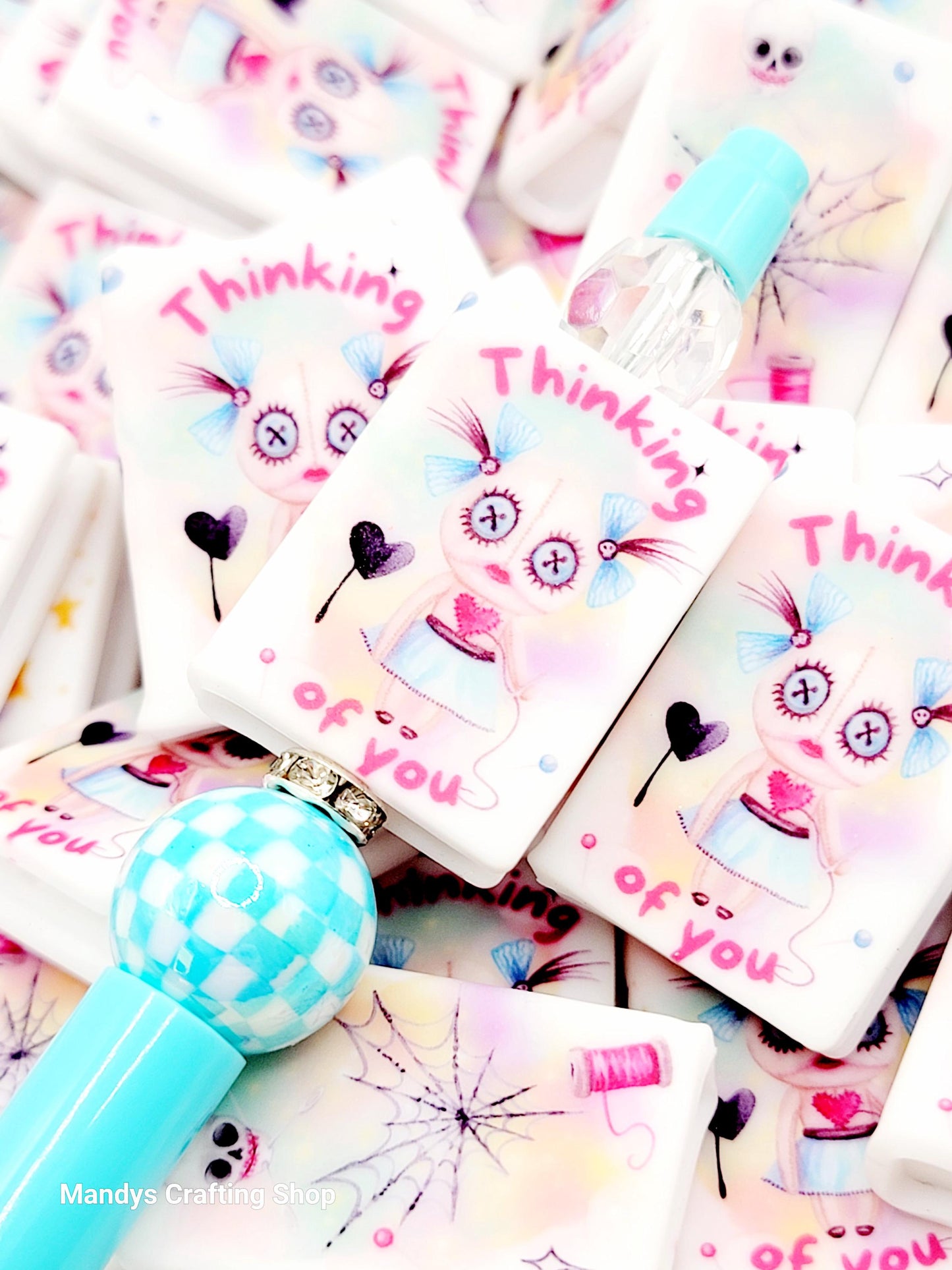 Thinking of You Voodoo Doll Book Silicone Focal Bead – Best Friend Journal Pen Bead (Set of 1 or 2)