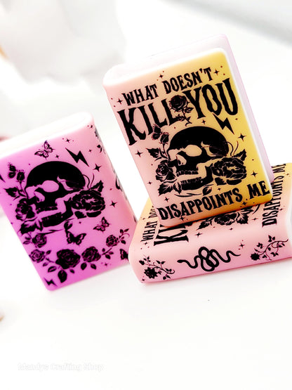 Skeleton Book Silicone Focal Bead – Funny Reading Pen Journal Bead (Set of 1 or 2)