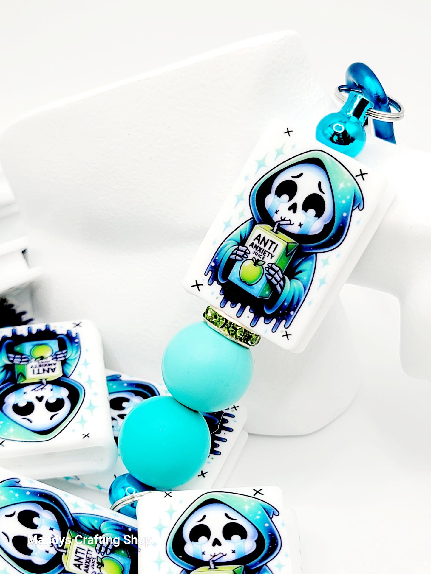 Anxiety Baby Skeleton Book Silicone Focal Bead – Mental Health Journal Pen Bead (Set of 1 or 2)