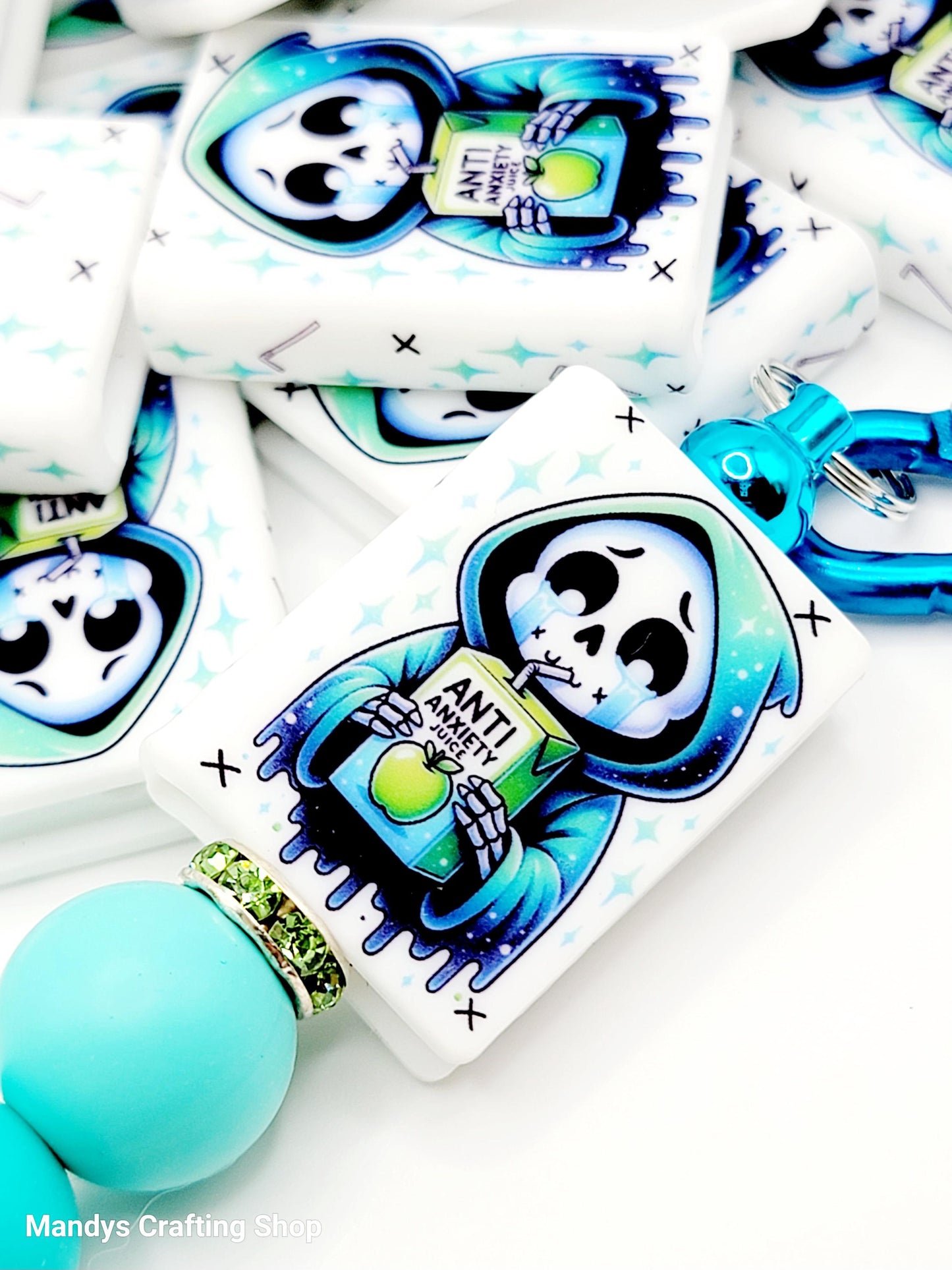 Anxiety Baby Skeleton Book Silicone Focal Bead – Mental Health Journal Pen Bead (Set of 1 or 2)