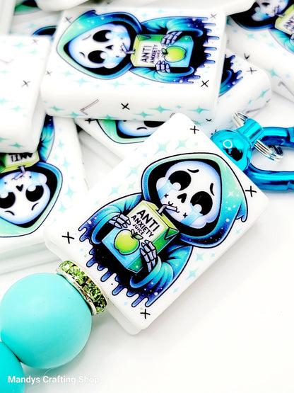 Anxiety Baby Skeleton Book Silicone Focal Bead – Mental Health Journal Pen Bead (Set of 1 or 2)