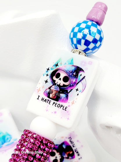 Baby Skeleton Book Silicone Focal Bead – Funny Reading Journal Pen Bead (Set of 1 or 2)