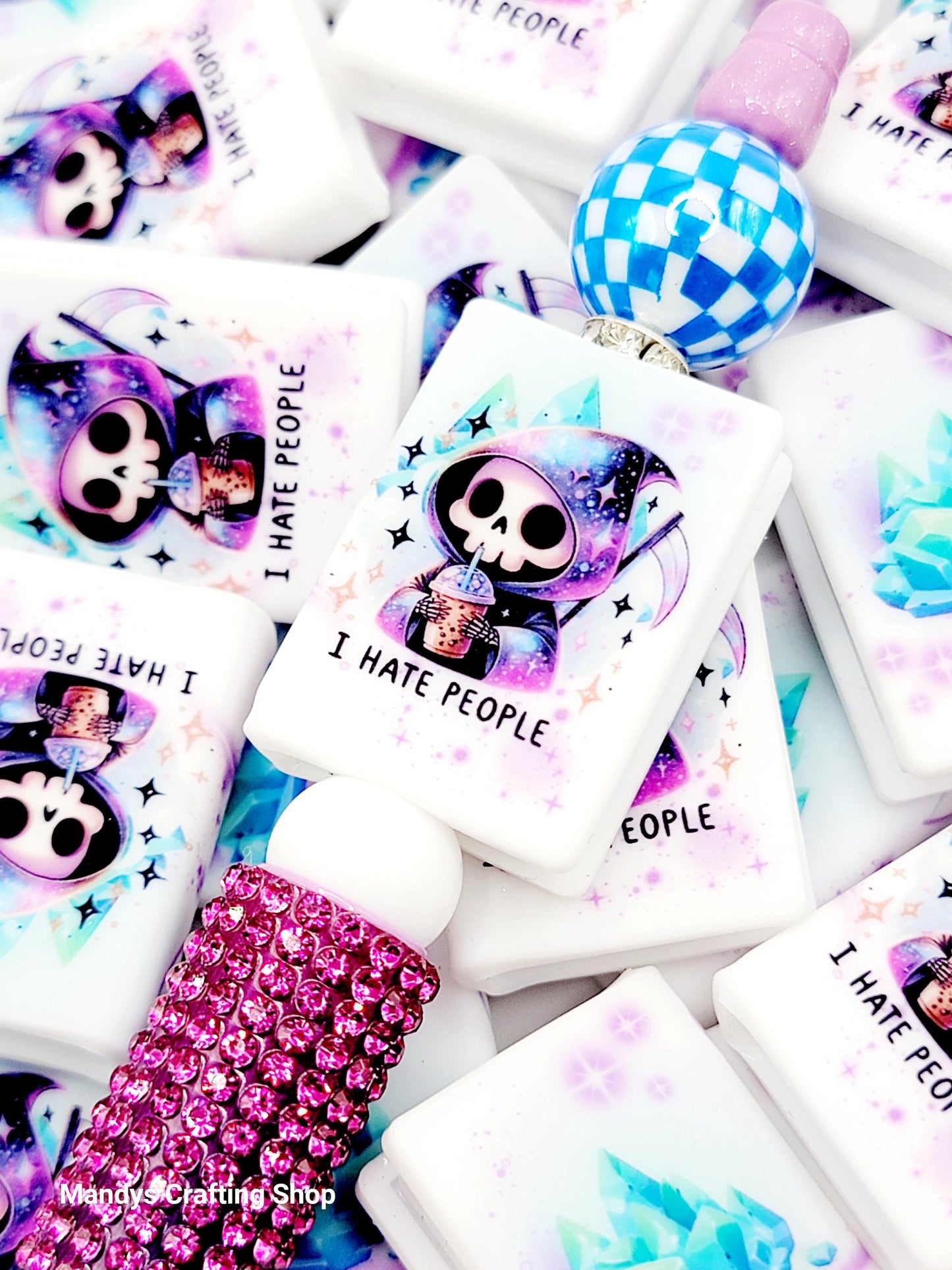 Baby Skeleton Book Silicone Focal Bead – Funny Reading Journal Pen Bead (Set of 1 or 2)