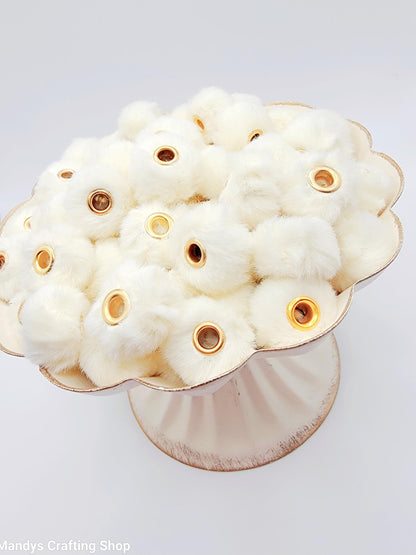Cream Faux Fur Beads – Fuzzy Pom Pom Spacer Beads for Pens, Keychains & DIY Crafts (Set of 10)