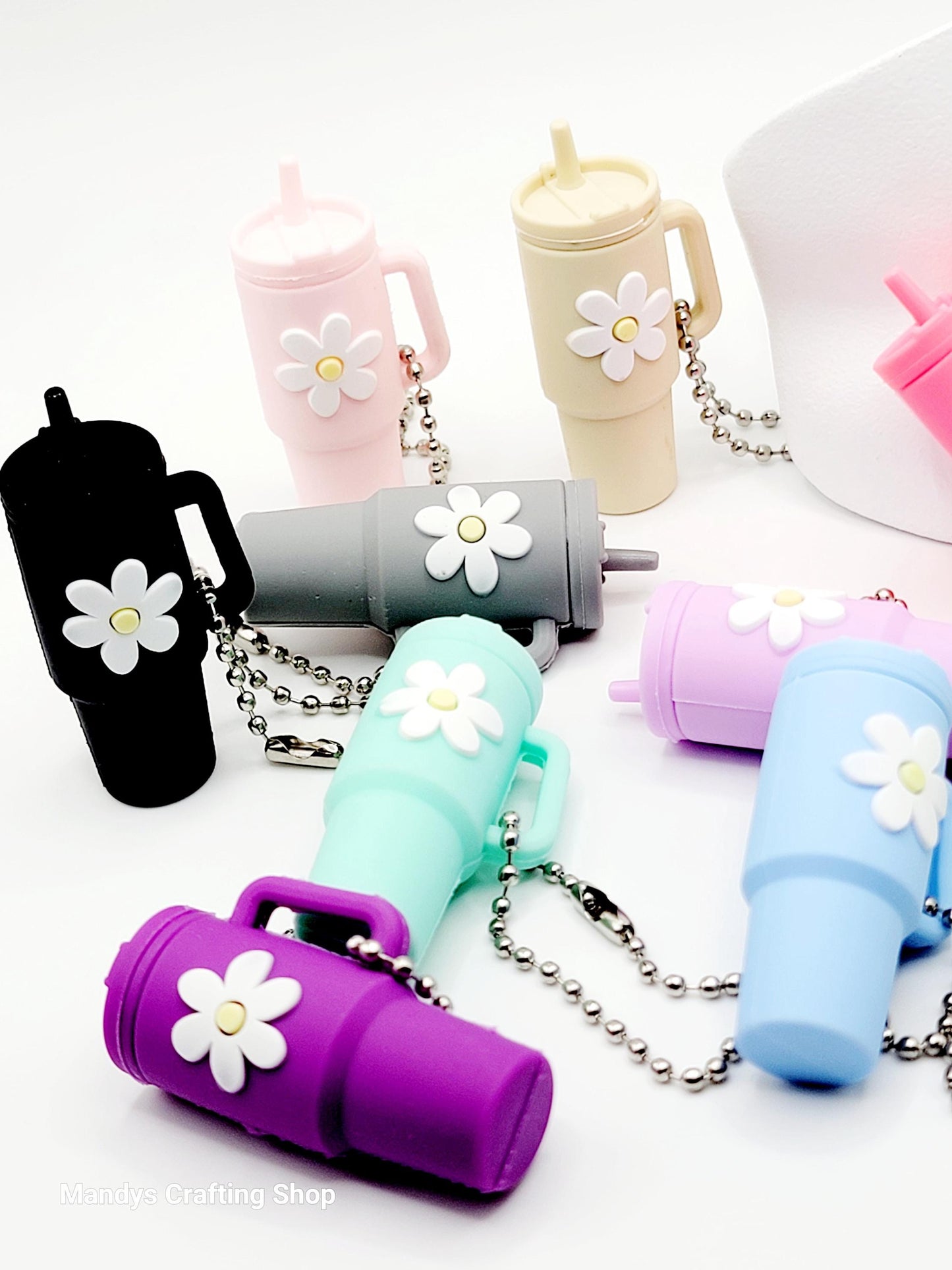 Mini Tumbler Keychain – Cute Flower Cup Wristlet Charm