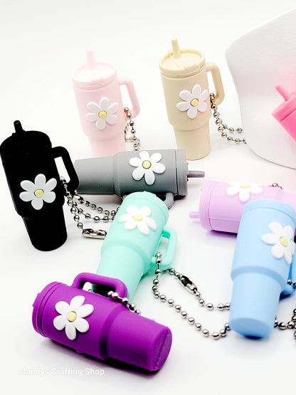 Mini Tumbler Keychain – Cute Flower Cup Wristlet Charm