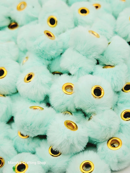 Light Turquoise Faux Fur Beads – Fuzzy Pom Pom Spacer Beads for Pens, Keychains & DIY Crafts (Set of 10)