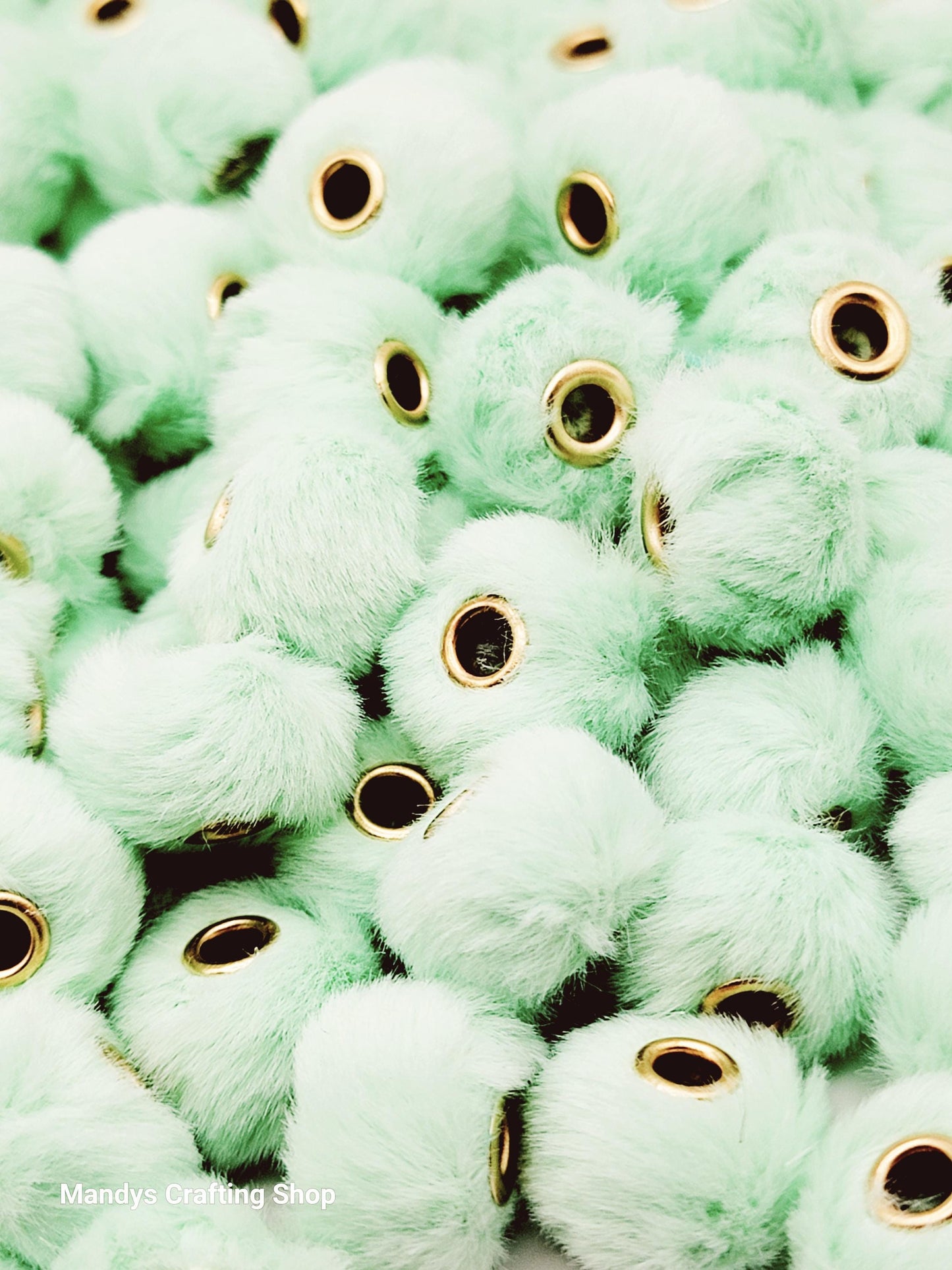 Mint Green Faux Fur Beads – Fuzzy Spacer Beads for Pens, Keychains & DIY Crafts (Set of 10)