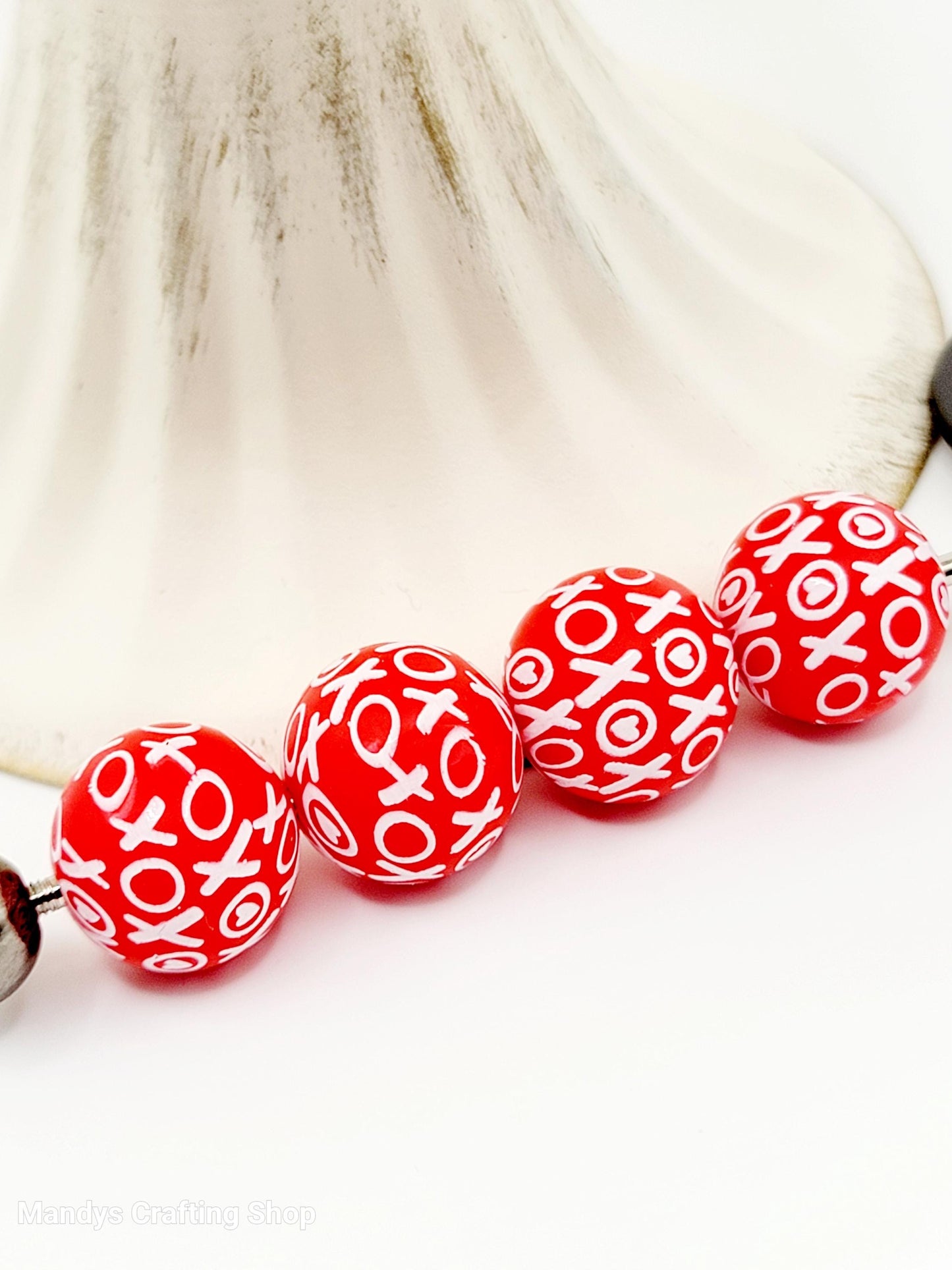 15mm Printed XOXO Red Valentine Silicone Bead – Love Round Spacer Beads for Pens & Wristlets