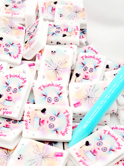 Thinking of You Voodoo Doll Book Silicone Focal Bead – Best Friend Journal Pen Bead (Set of 1 or 2)
