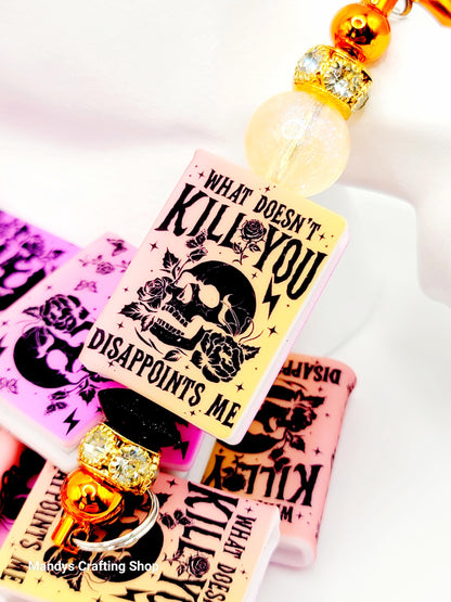 Skeleton Book Silicone Focal Bead – Funny Reading Pen Journal Bead (Set of 1 or 2)