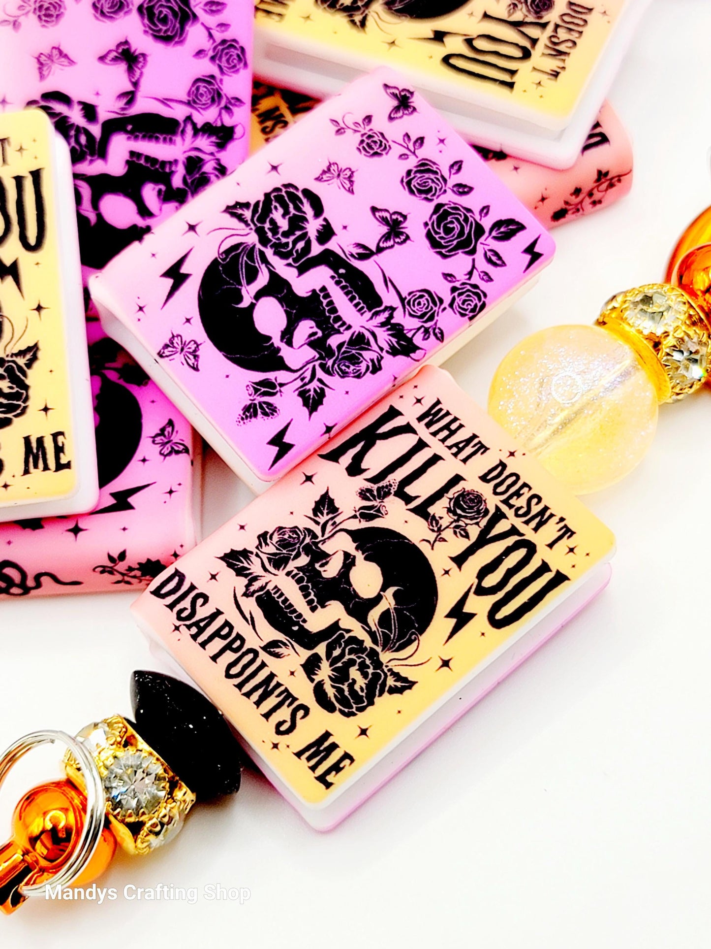 Skeleton Book Silicone Focal Bead – Funny Reading Pen Journal Bead (Set of 1 or 2)