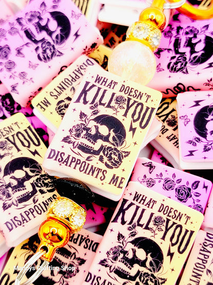 Skeleton Book Silicone Focal Bead – Funny Reading Pen Journal Bead (Set of 1 or 2)
