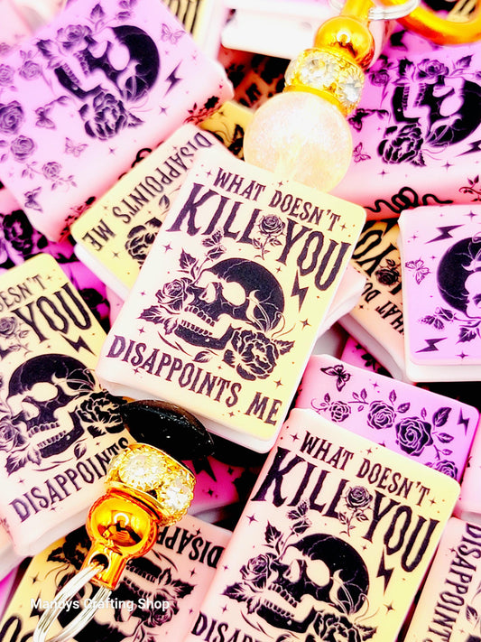 Skeleton Book Silicone Focal Bead – Funny Reading Pen Journal Bead (Set of 1 or 2)