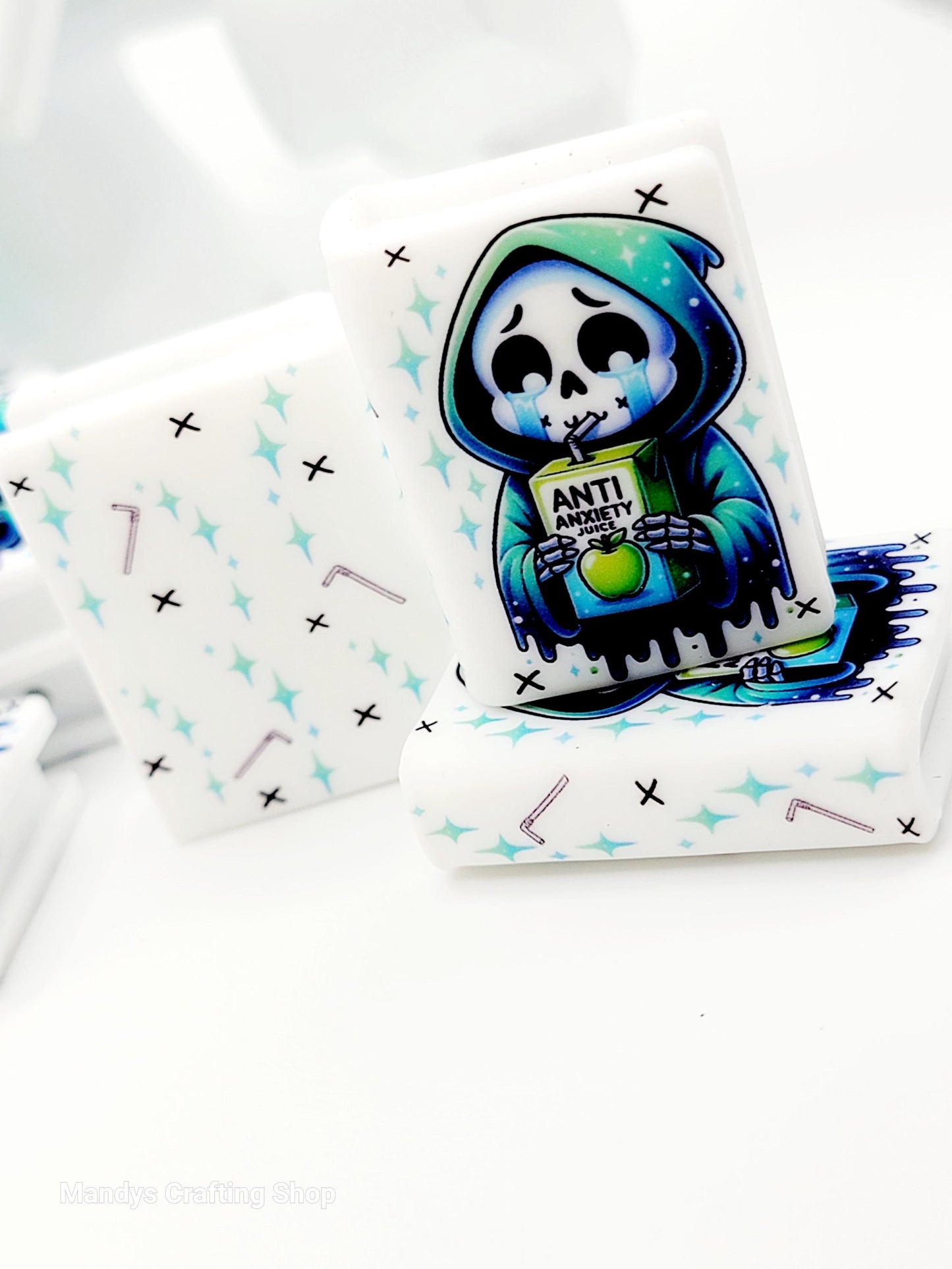 Anxiety Baby Skeleton Book Silicone Focal Bead – Mental Health Journal Pen Bead (Set of 1 or 2)