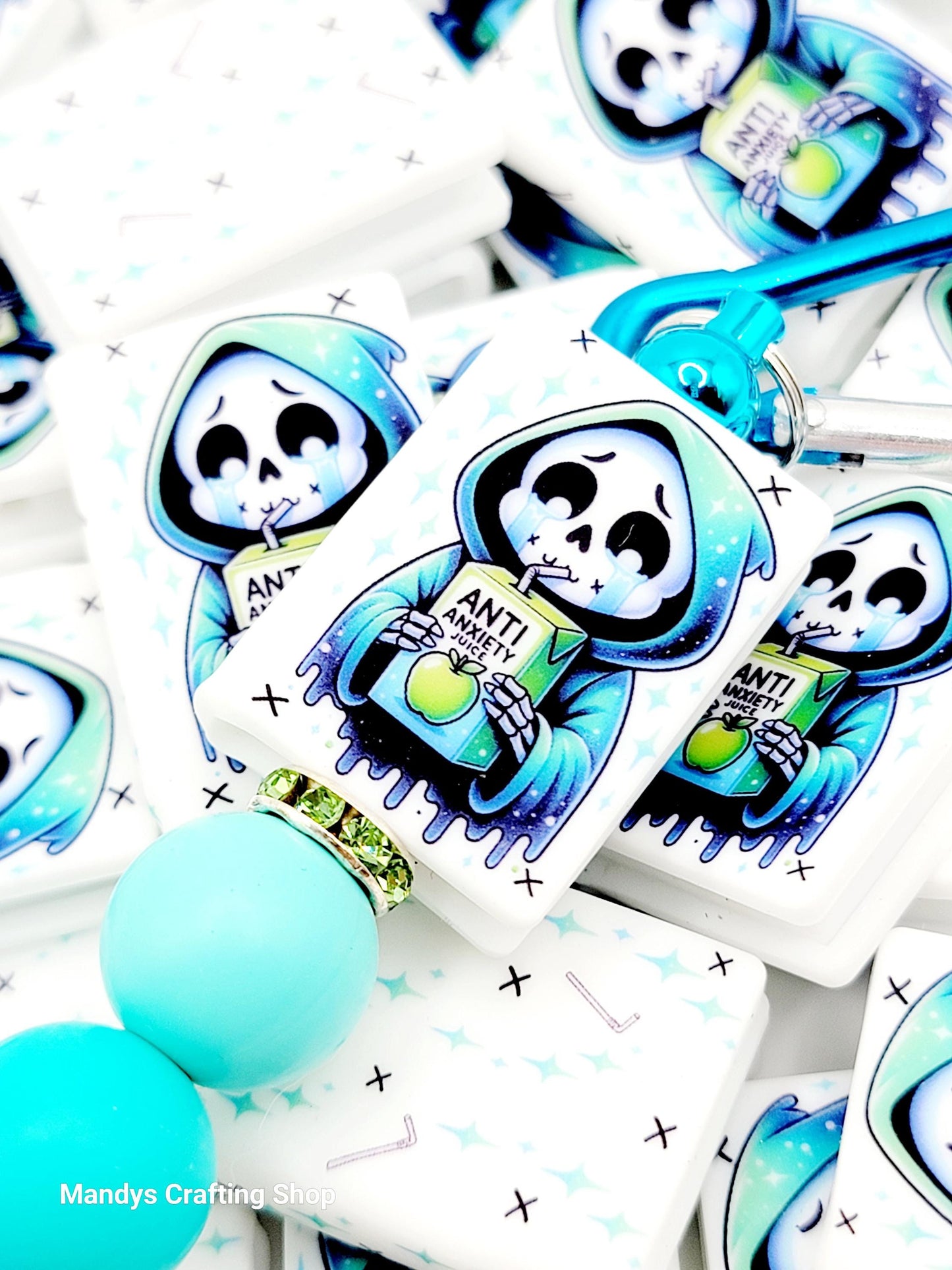 Anxiety Baby Skeleton Book Silicone Focal Bead – Mental Health Journal Pen Bead (Set of 1 or 2)