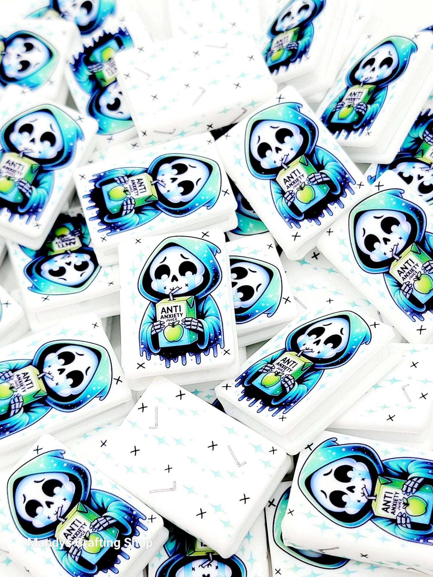 Anxiety Baby Skeleton Book Silicone Focal Bead – Mental Health Journal Pen Bead (Set of 1 or 2)