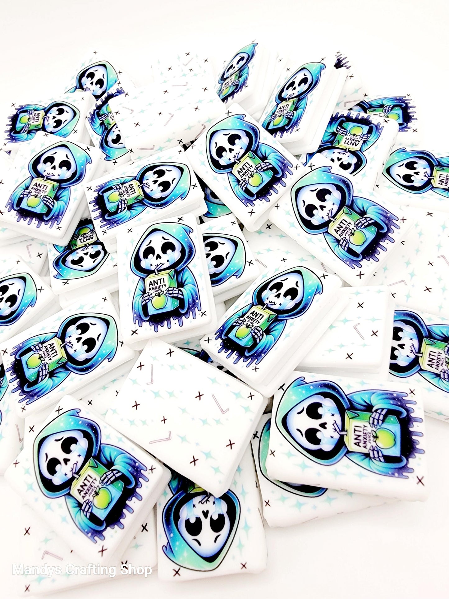 Anxiety Baby Skeleton Book Silicone Focal Bead – Mental Health Journal Pen Bead (Set of 1 or 2)