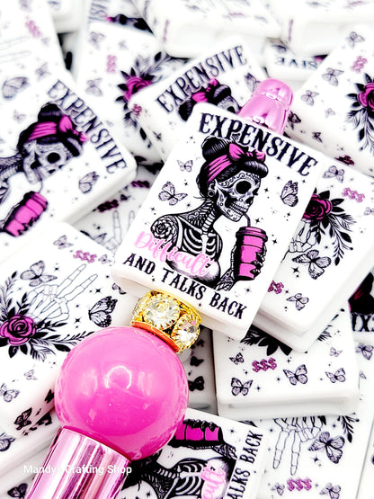 Expensive & Talks Back Skeleton Book Silicone Focal Bead – Funny Journal Pen Bead (Set of 1 or 2)