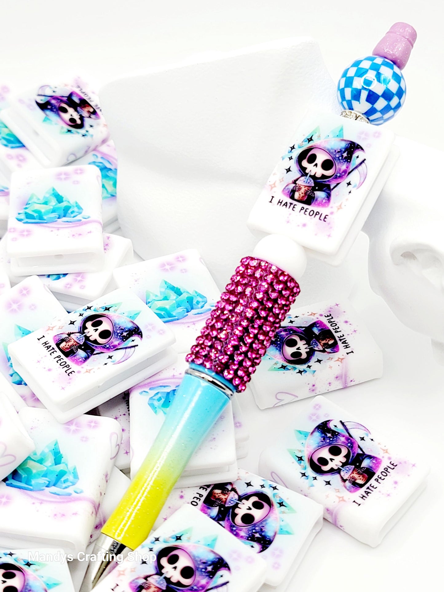 Baby Skeleton Book Silicone Focal Bead – Funny Reading Journal Pen Bead (Set of 1 or 2)