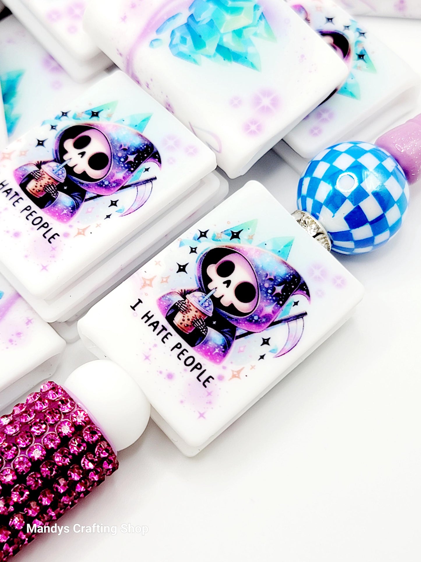 Baby Skeleton Book Silicone Focal Bead – Funny Reading Journal Pen Bead (Set of 1 or 2)