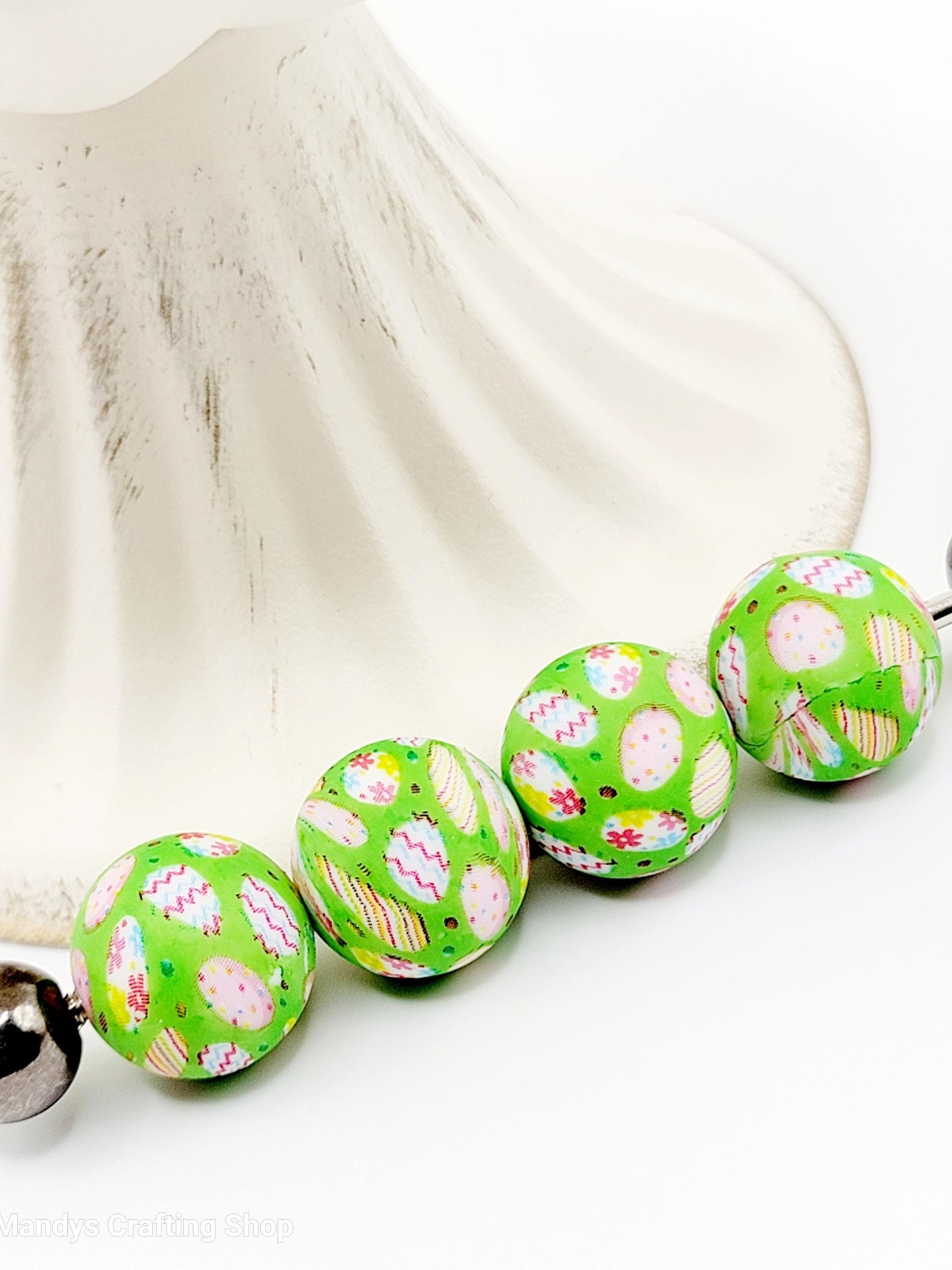 15mm Printed Easter Egg Print Silicone Beads – Spring Round Beads for Pens & DIY Crafts