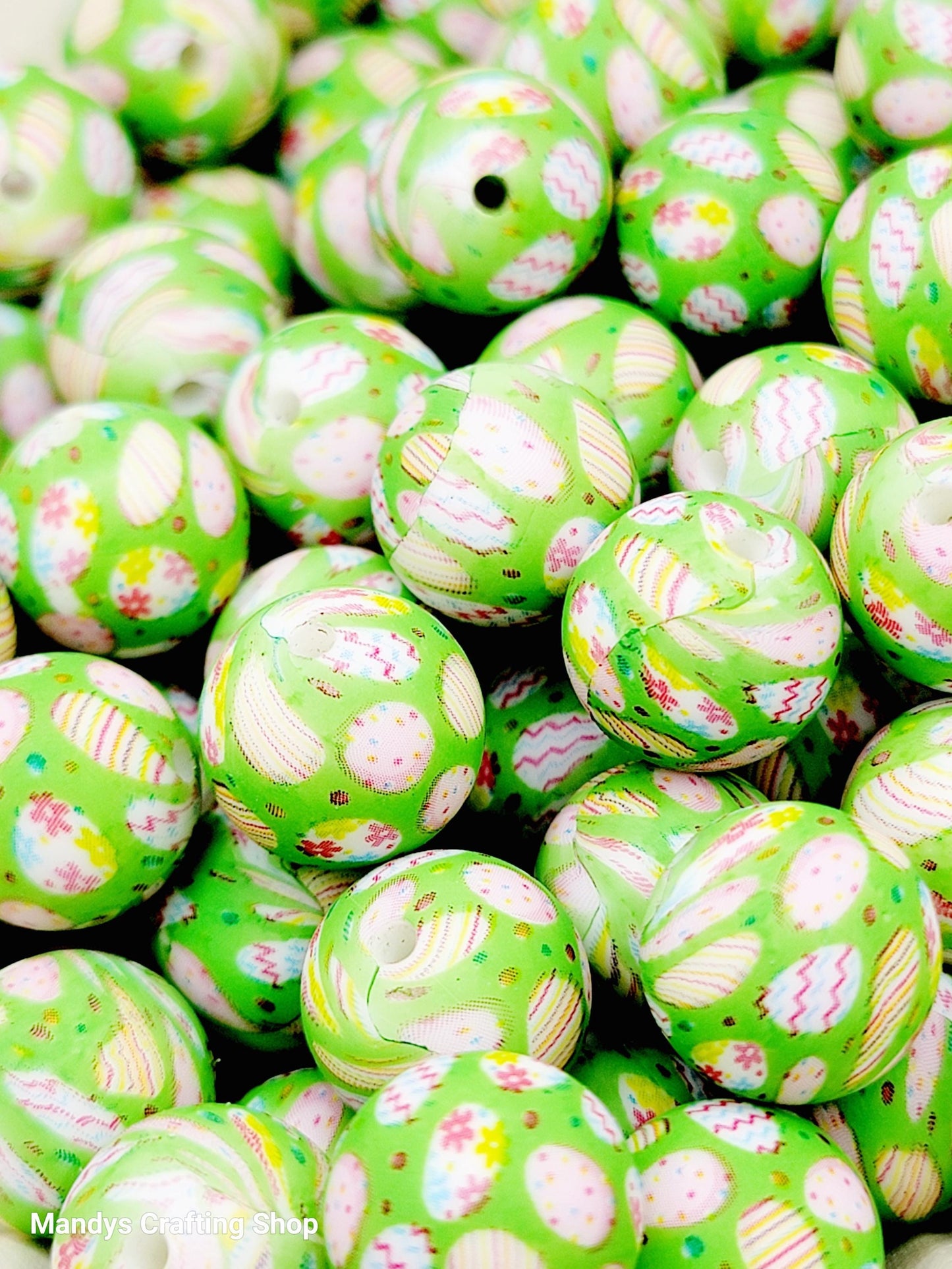 15mm Printed Easter Egg Print Silicone Beads – Spring Round Beads for Pens & DIY Crafts