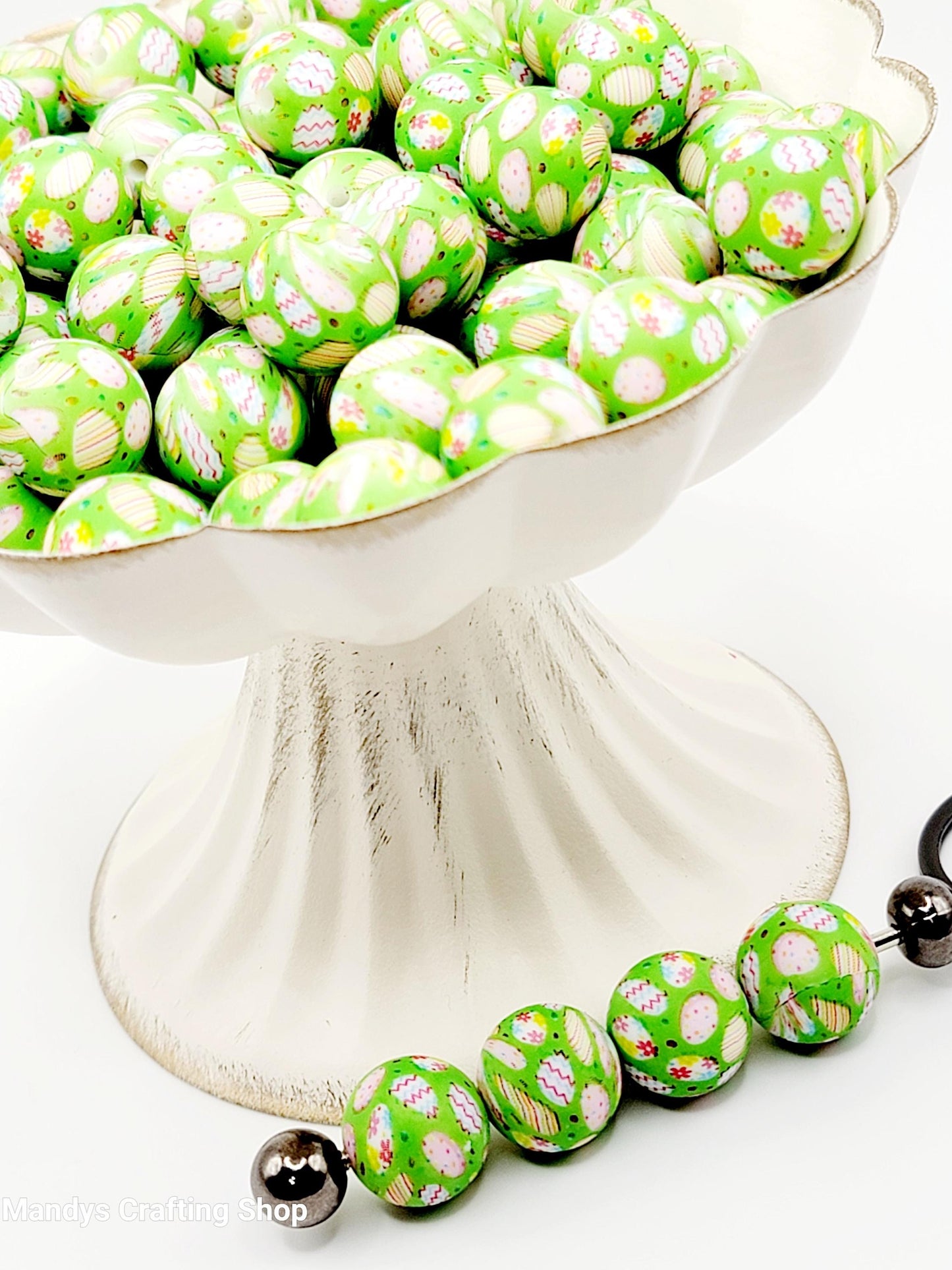 15mm Printed Easter Egg Print Silicone Beads – Spring Round Beads for Pens & DIY Crafts