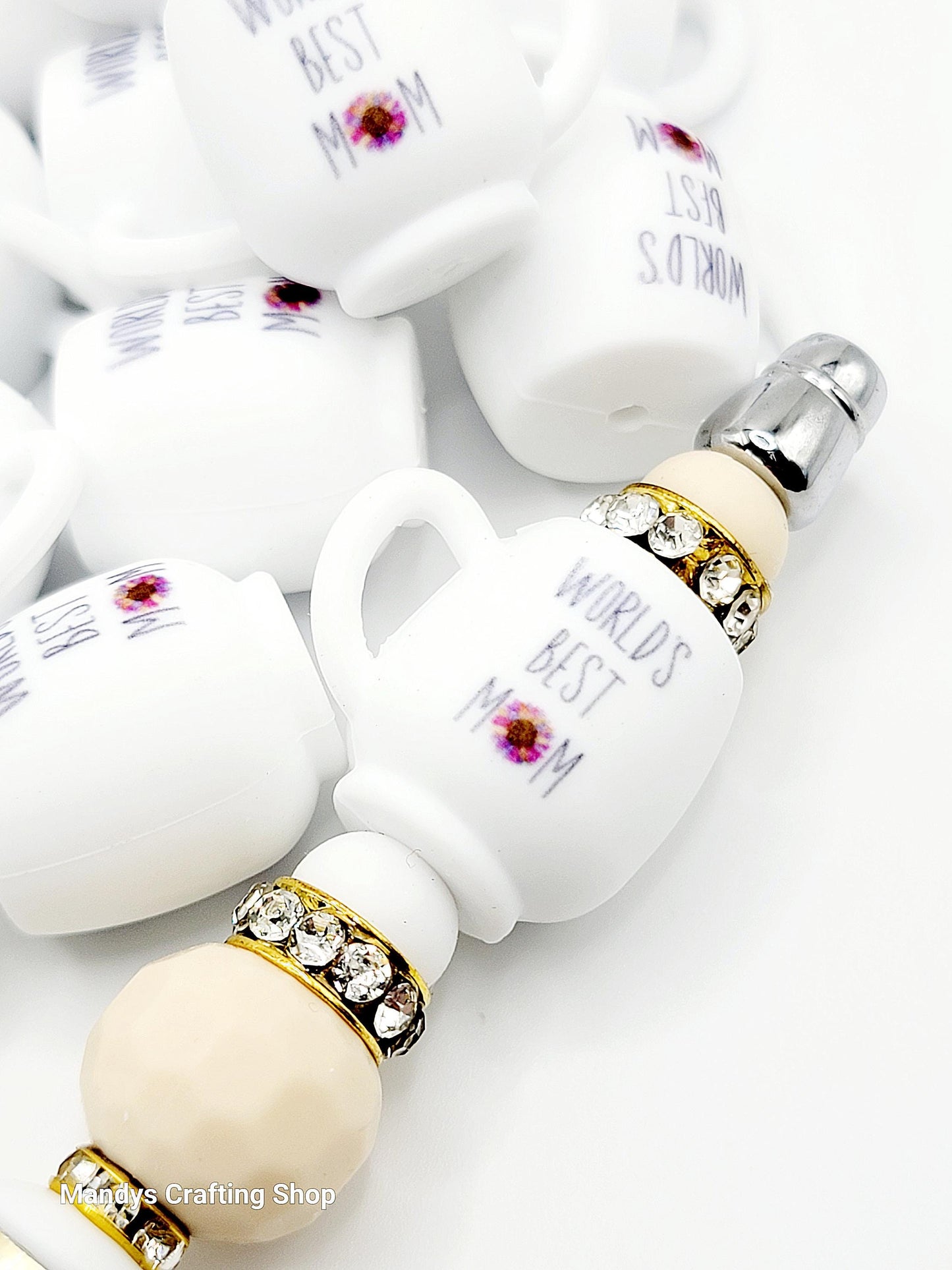World’s Best Mom Coffee 3D Cup Silicone Focal Bead – 3D Pen & Keychain Bead (Set of 1, 2 or 5)