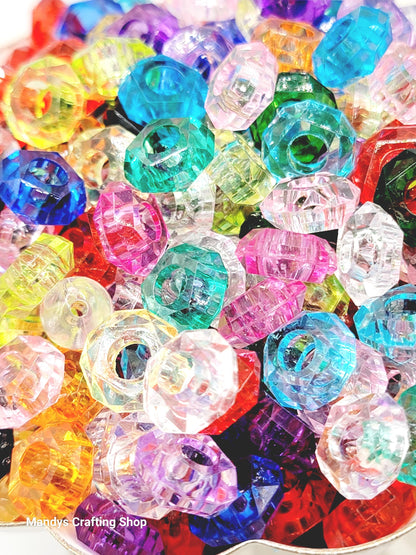 Transparent Acrylic Spacer Beads 14MM (Set Of 10) – Mixed Color DIY Beads