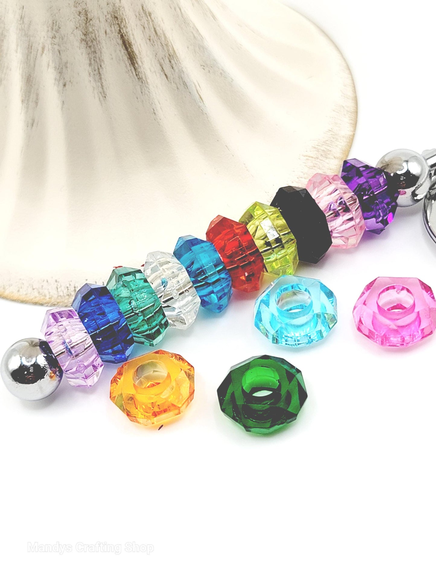 Transparent Acrylic Spacer Beads 14MM (Set Of 10) – Mixed Color DIY Beads