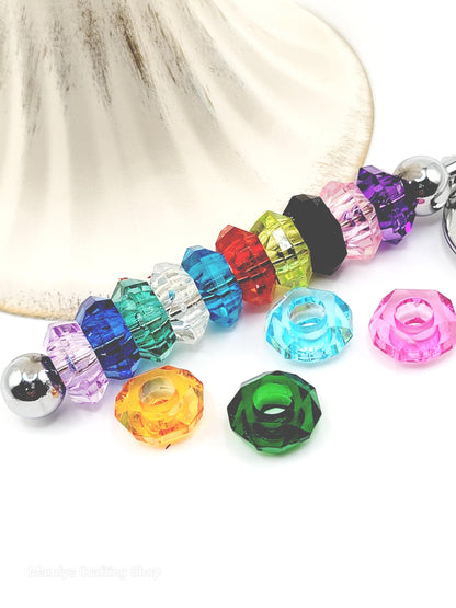 Transparent Acrylic Spacer Beads 14MM (Set Of 10) – Mixed Color DIY Beads