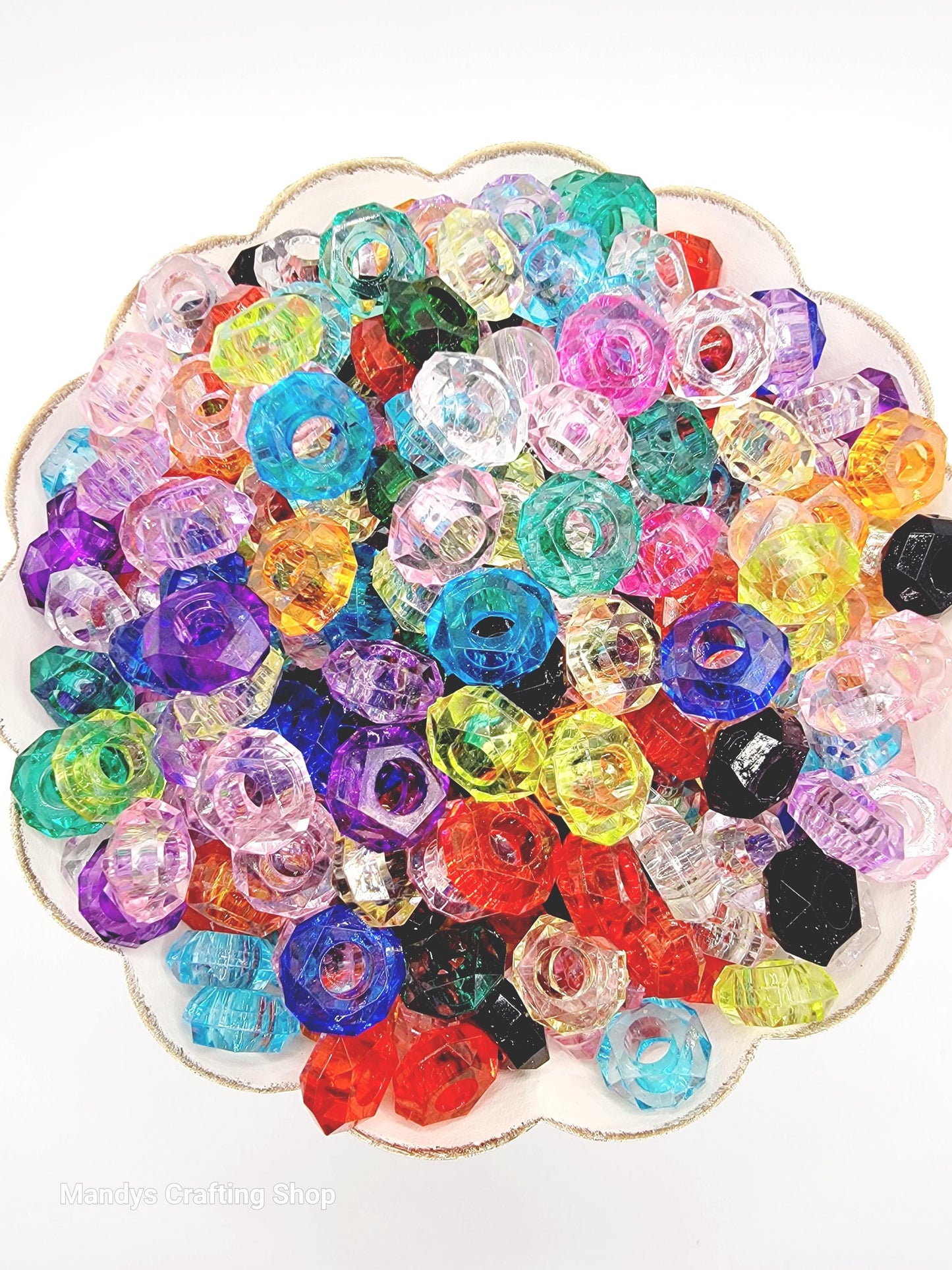 Transparent Acrylic Spacer Beads 14MM (Set Of 10) – Mixed Color DIY Beads