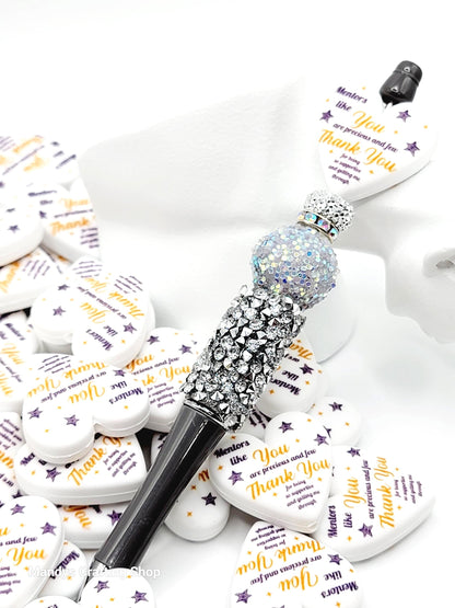 Thank You Heart Focal Bead – Printed Silicone Teacher, Coworker & Mentor Pen Bead (Set of 2)