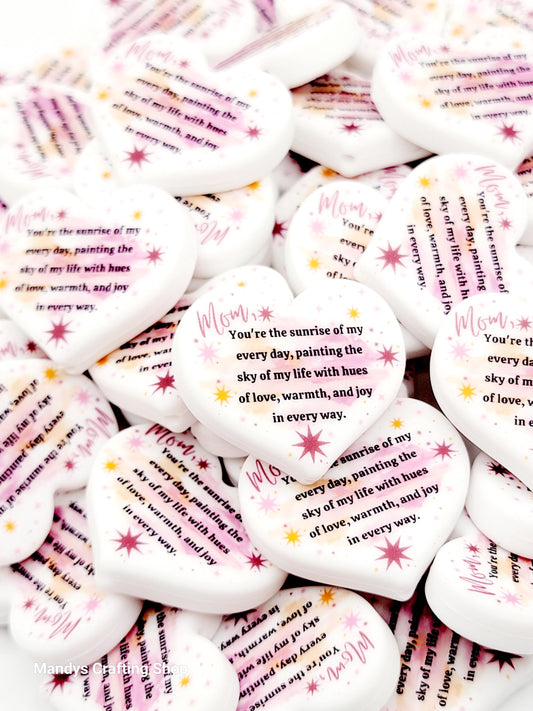Best Mom Heart Focal Bead – Best Mom Printed Silicone Pen & Keychain Bead (Set of 2)
