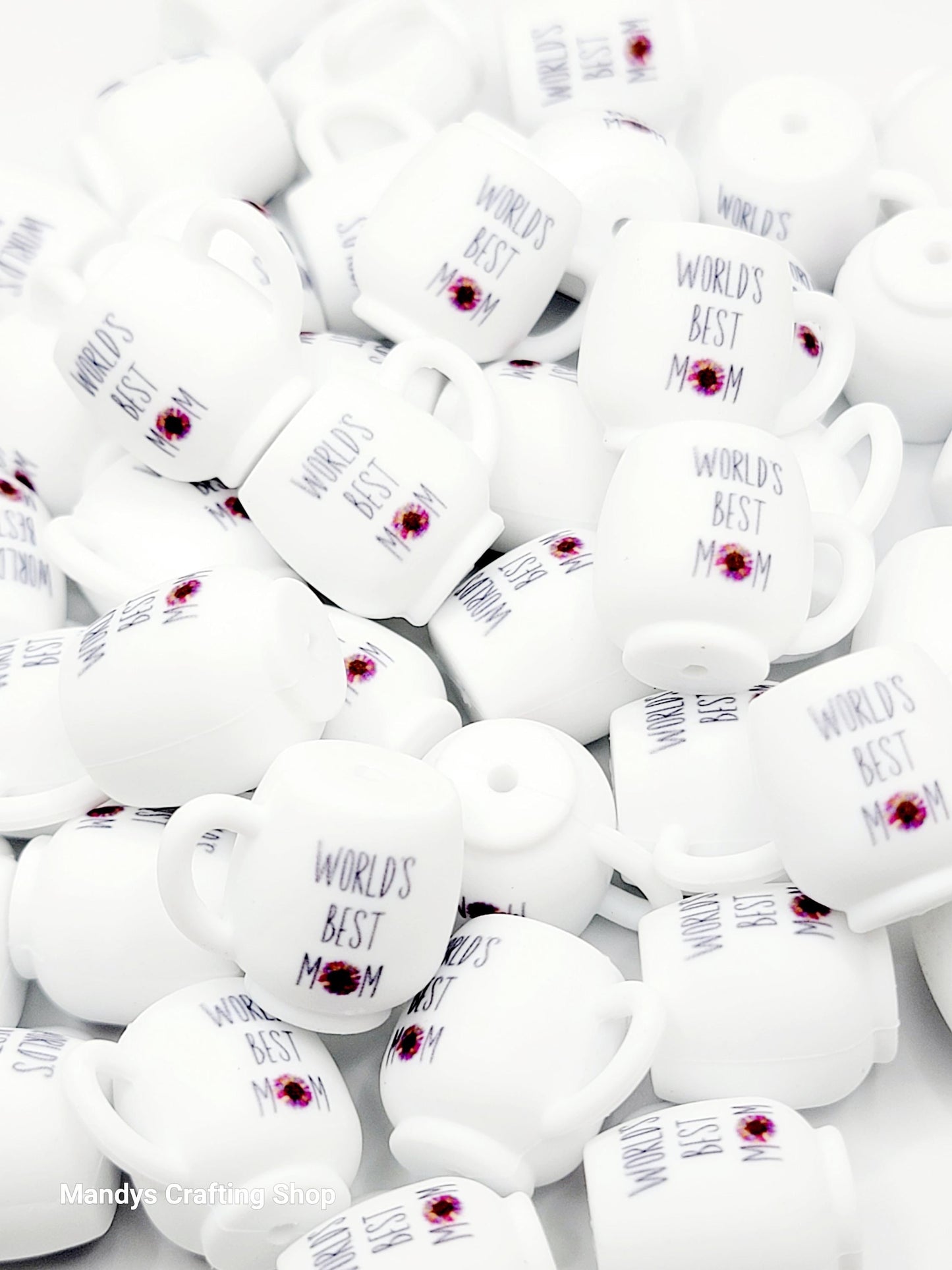 World’s Best Mom Coffee 3D Cup Silicone Focal Bead – 3D Pen & Keychain Bead (Set of 1, 2 or 5)