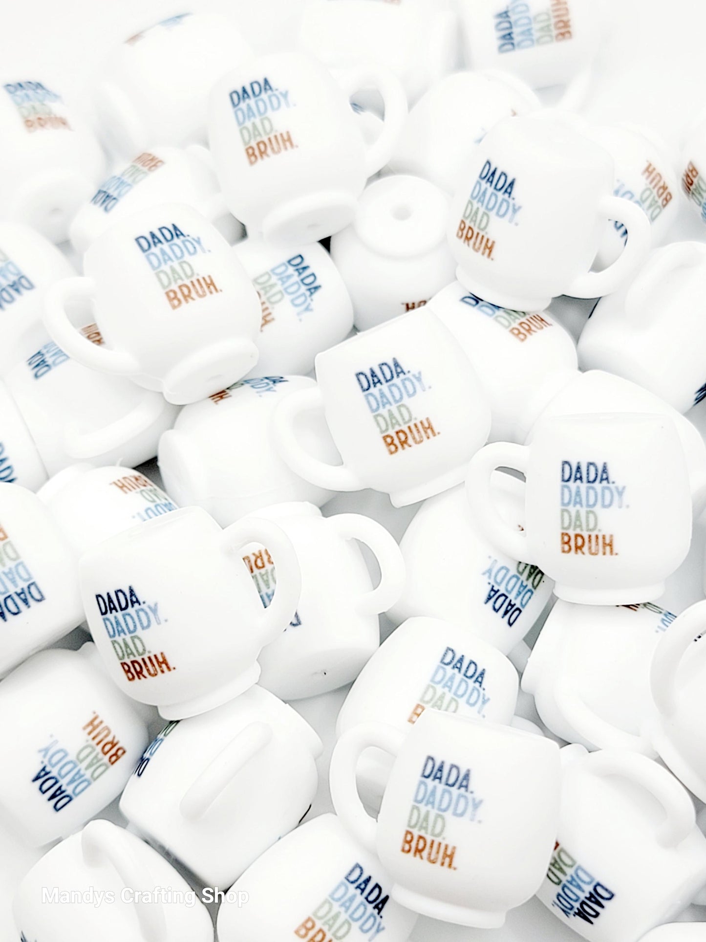Funny Dad Coffee 3D Cup Silicone Focal Bead – Dada Daddy Pen & Keychain Bead (Set of 1, 2 or 5)