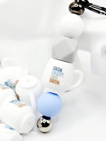 Funny Dad Coffee 3D Cup Silicone Focal Bead – Dada Daddy Pen & Keychain Bead (Set of 1, 2 or 5)