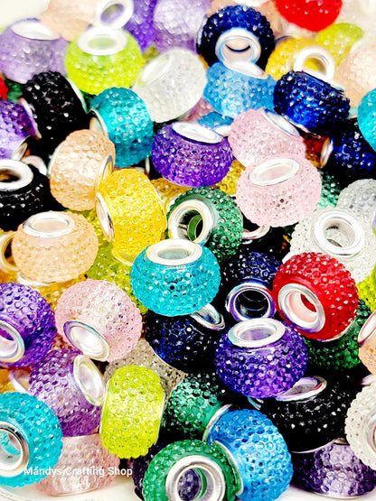 14mm Faceted Acrylic Spacer Beads (Pack of 5) – Crystal Color Mix