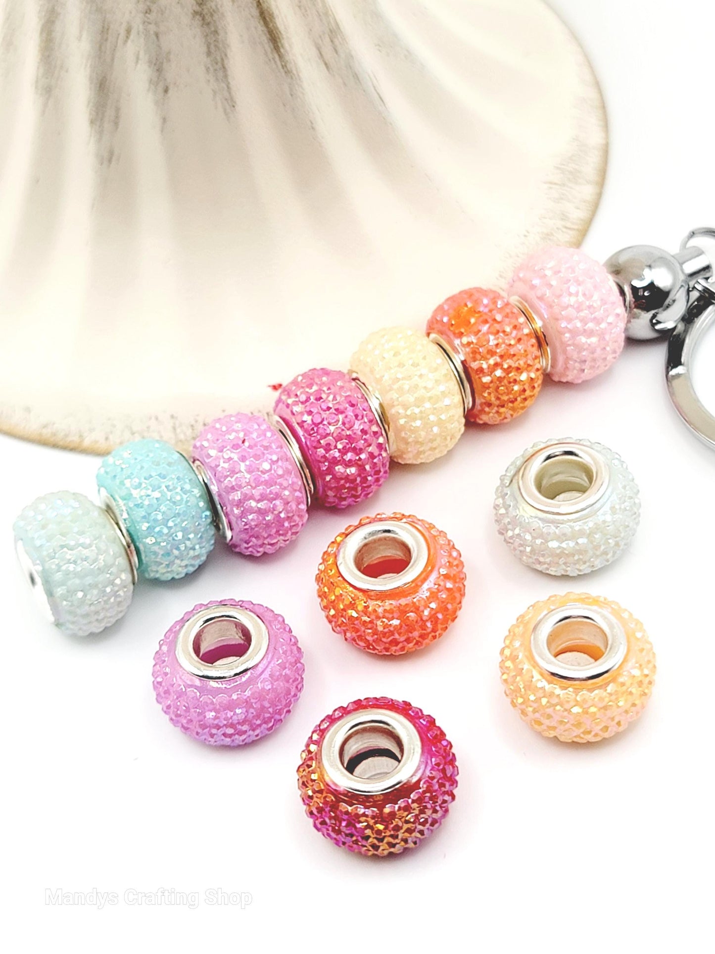 14mm Pastel Faceted Acrylic Spacer Beads (Pack of 5) - Iridescent Shimmer
