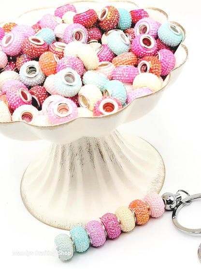 14mm Pastel Faceted Acrylic Spacer Beads (Pack of 5) - Iridescent Shimmer