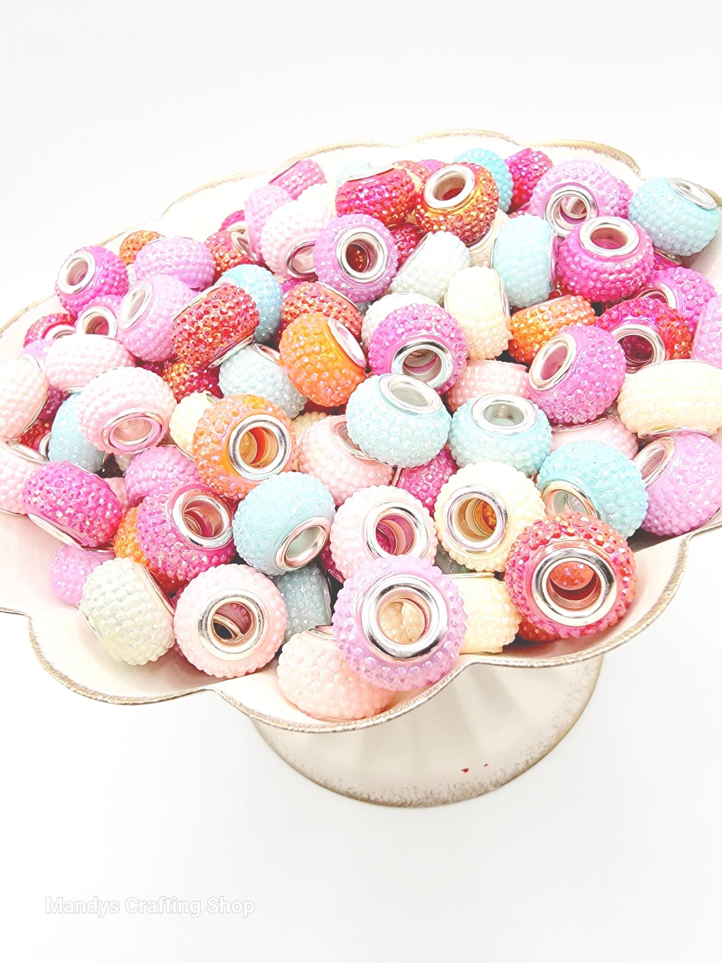 14mm Pastel Faceted Acrylic Spacer Beads (Pack of 5) - Iridescent Shimmer