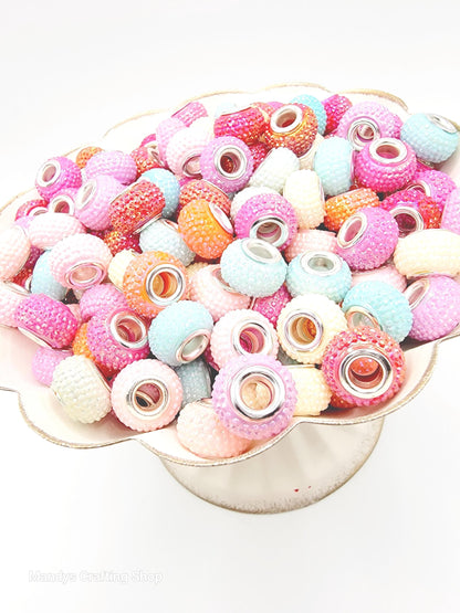 14mm Pastel Faceted Acrylic Spacer Beads (Pack of 5) - Iridescent Shimmer