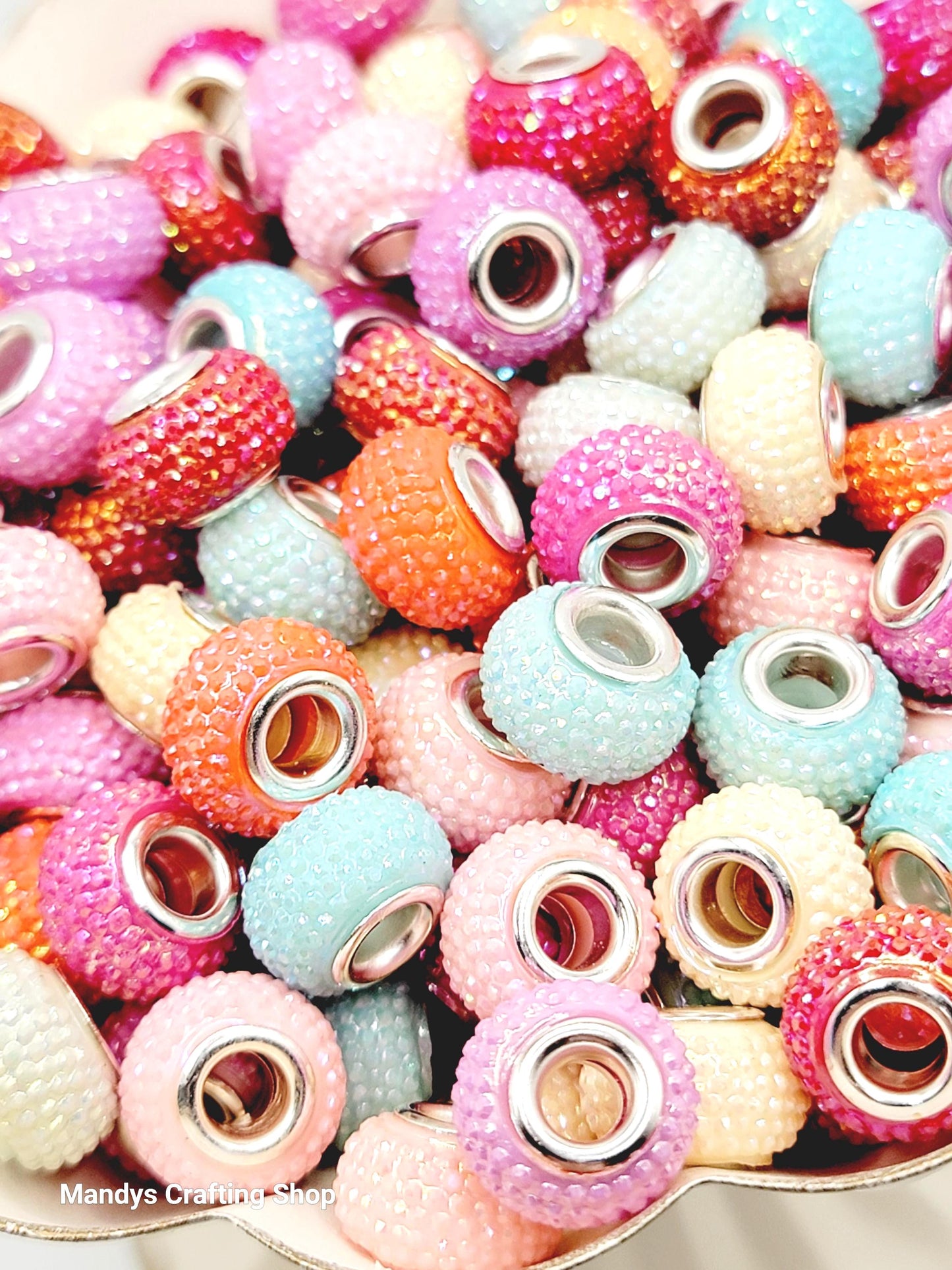 14mm Pastel Faceted Acrylic Spacer Beads (Pack of 5) - Iridescent Shimmer