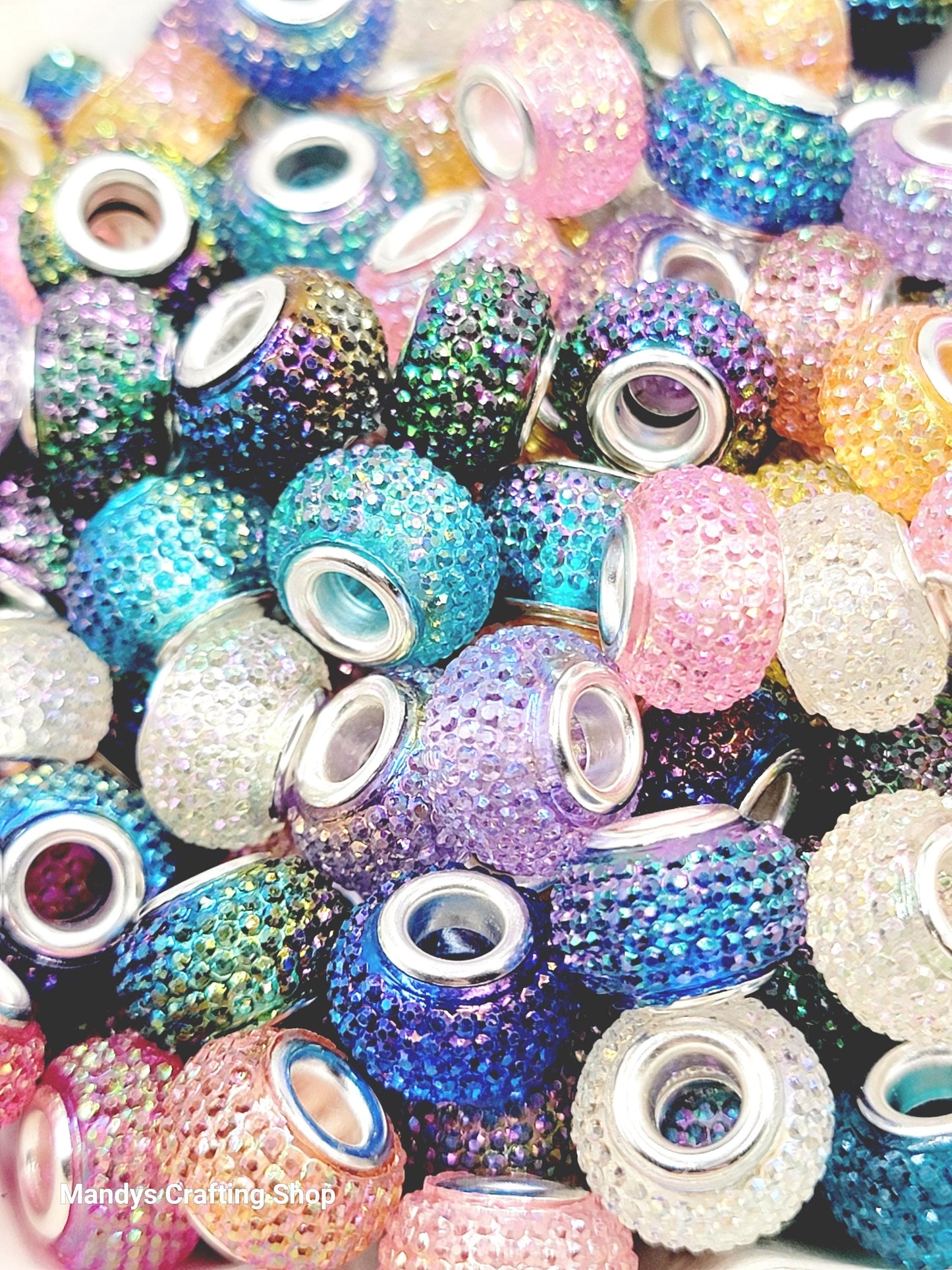 14mm Iridescent Faceted Acrylic Spacer Beads (Pack of 5)